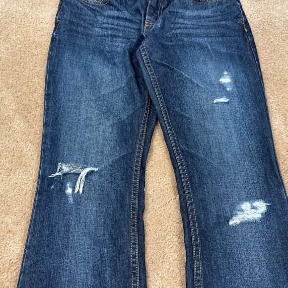 Y2K Aeropostale Hailey Flare Boot Cut Denim Jeans Size 5/6 Long Rip Distressed - Picture 2 of 10